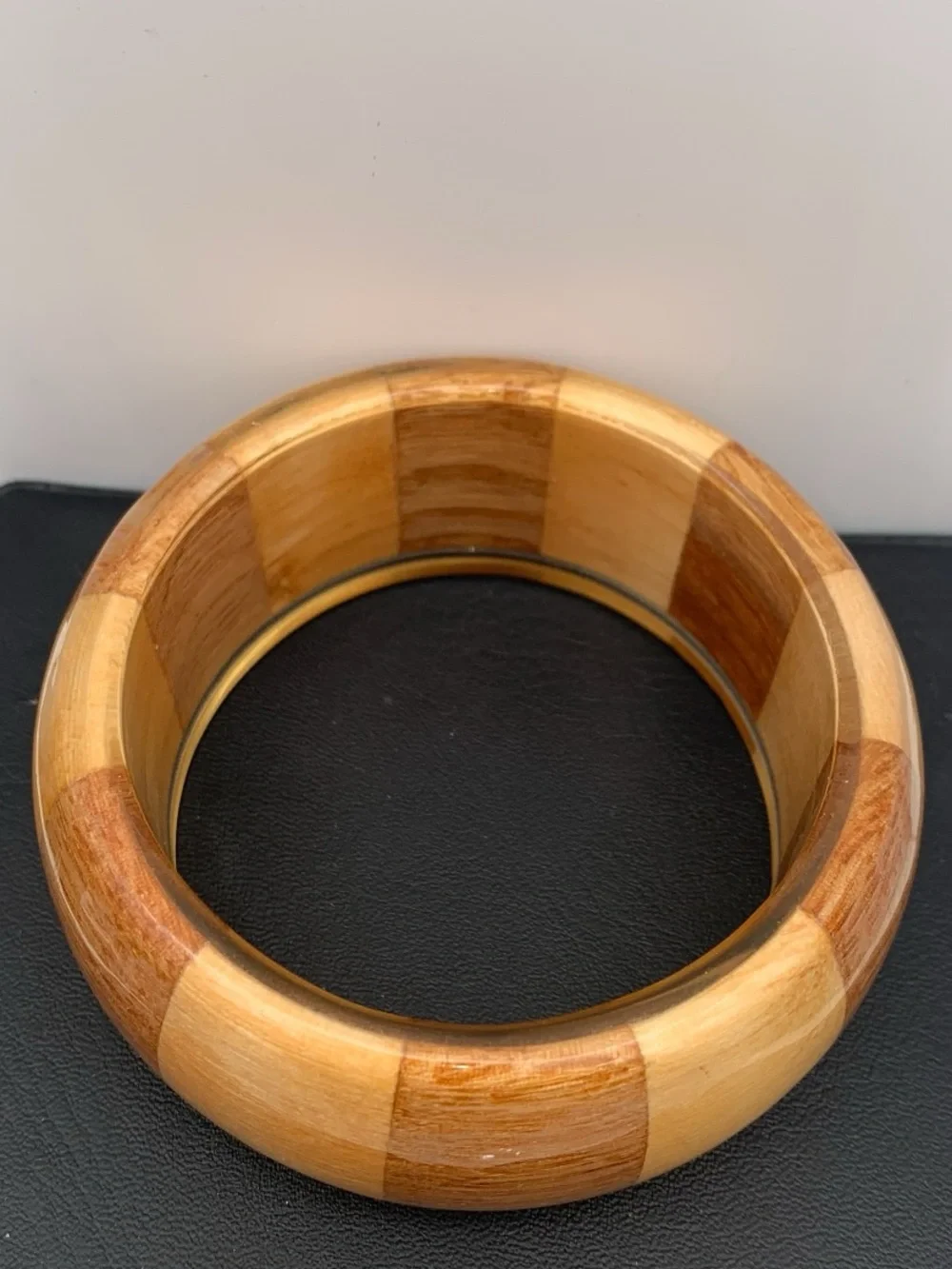 Chunky Wooden Striped Bangle encased in resin Bracelet - Natural Tones